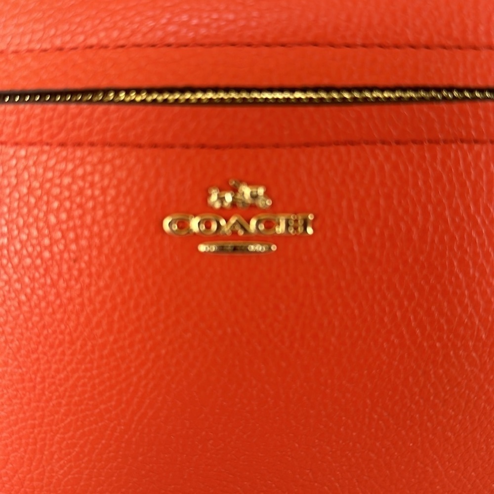 Coach Prairie Satchel Deep Coral Pebble Leather Medium Crossbody Bag - Picture 13 of 16